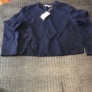 NWT New Tory Burch size Large Sweater Navy Blue